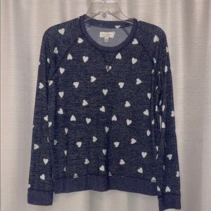 Lucky Brand Navy Heart Pattern Lightweight Shirt